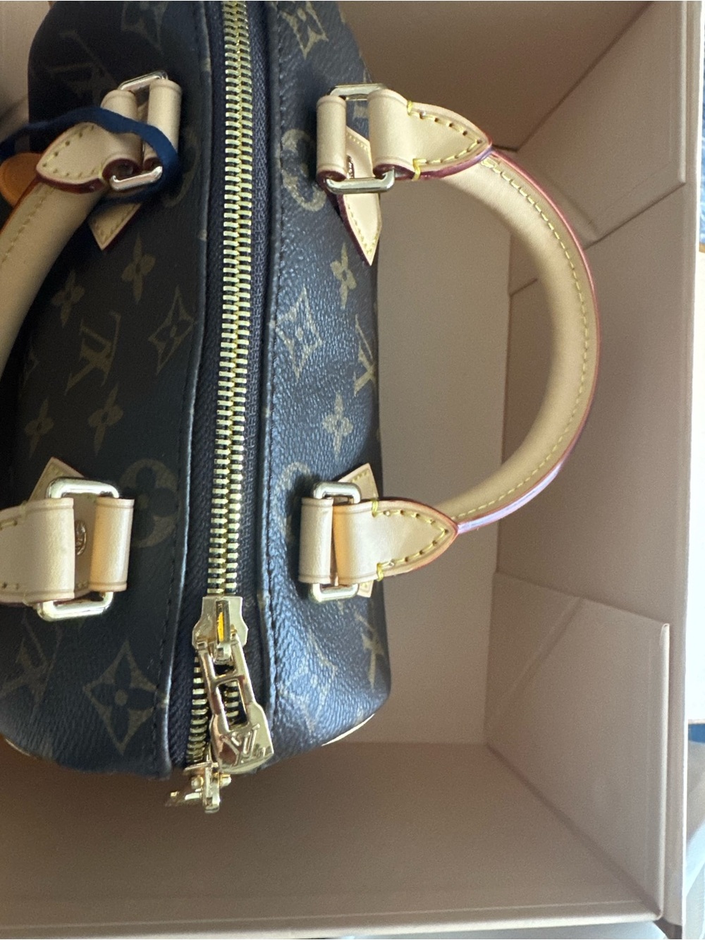 Monogram Mini Speedy in Brown with Natural Vachetta 20CM - Picture 4 of 10